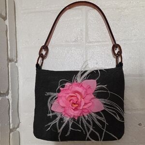 Flora Bella Black and Pink Floral Shoulder Bag